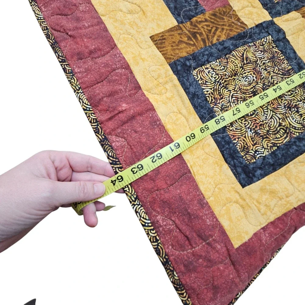 Handmade Log Cabin Quilt Blanket Rustic Farmhouse Brown Throw‎ Grandma Cottage